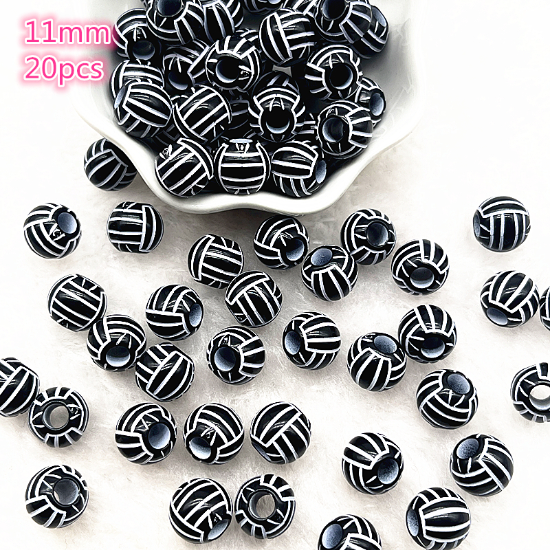 Cuentas acrílicas espaciadoras para hacer joyas, pulsera hecha a mano, 10-20 piezas, deporte, Rugby, tenis, baloncesto, fútbol, voleibol: Transparente