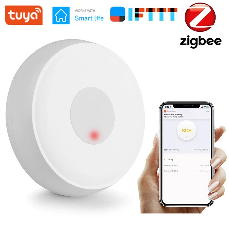 Tuya Zigbee Wireless Remote Call Button SOS/Emergency Button Caregiver Pager For Fall Down Alarm Patient Elderly Emergency Alarm