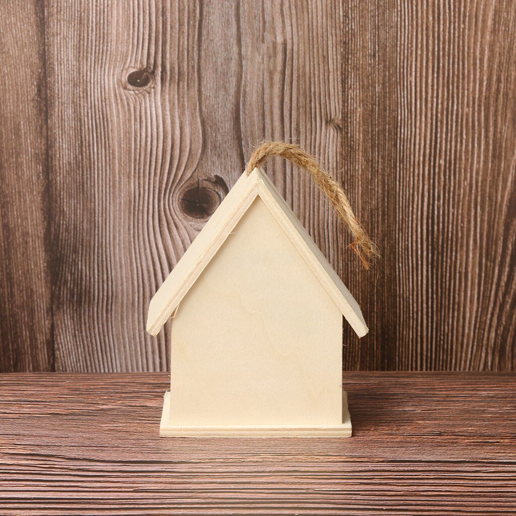 Wooden Bird Nest Hanging Bird House Natural Wooden Bird Cage Resting Place Wall-mounted Outdoor Birdhouse Wooden Box #T1P