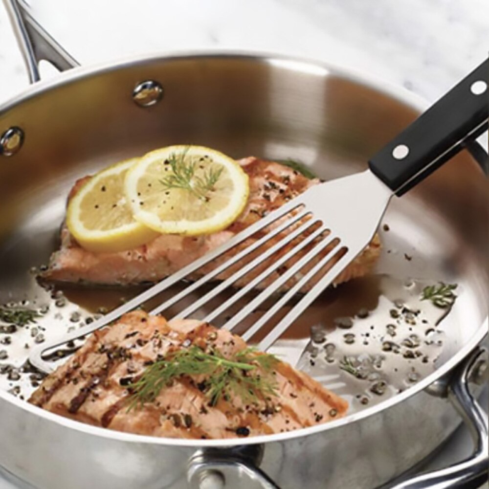 Stainless Steel Slotted Turner & Fish Spatula With Wooden Handle -Kitchen Tools