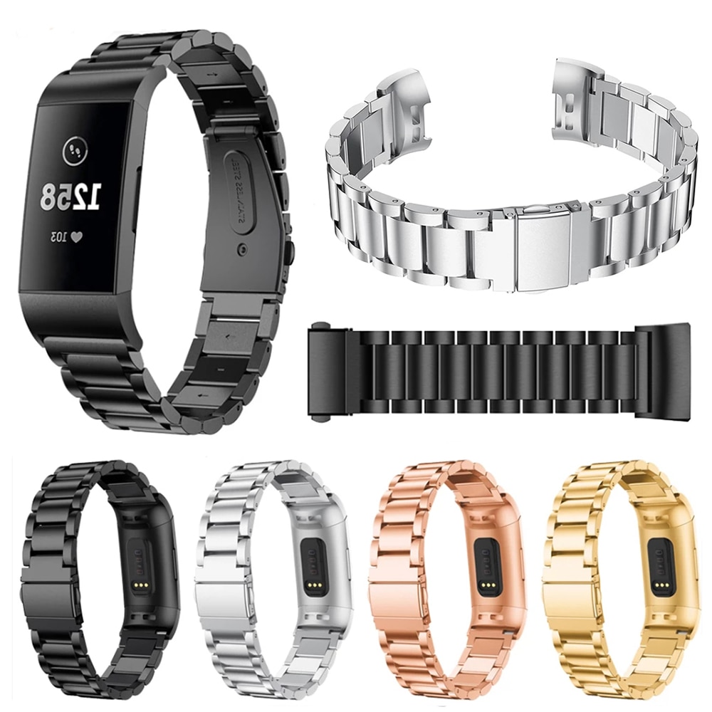 Stainless Steel Watch Band Strap For Fitbit Charge 3 Band Link Bracelet Strap Replacement Watchband For Fitbit Charge 3