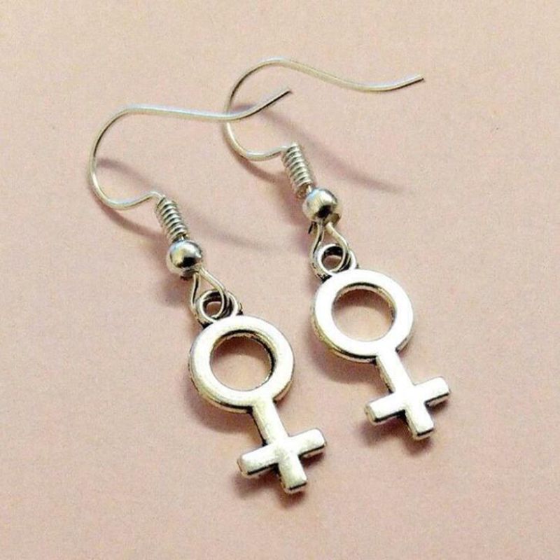 Mode Vrouwelijke Feministische Symbool Venus Dangle Ear Oorbellen Haak Punk Goth Oorbel Vrouwen Vintage Sieraden Pendientes Party