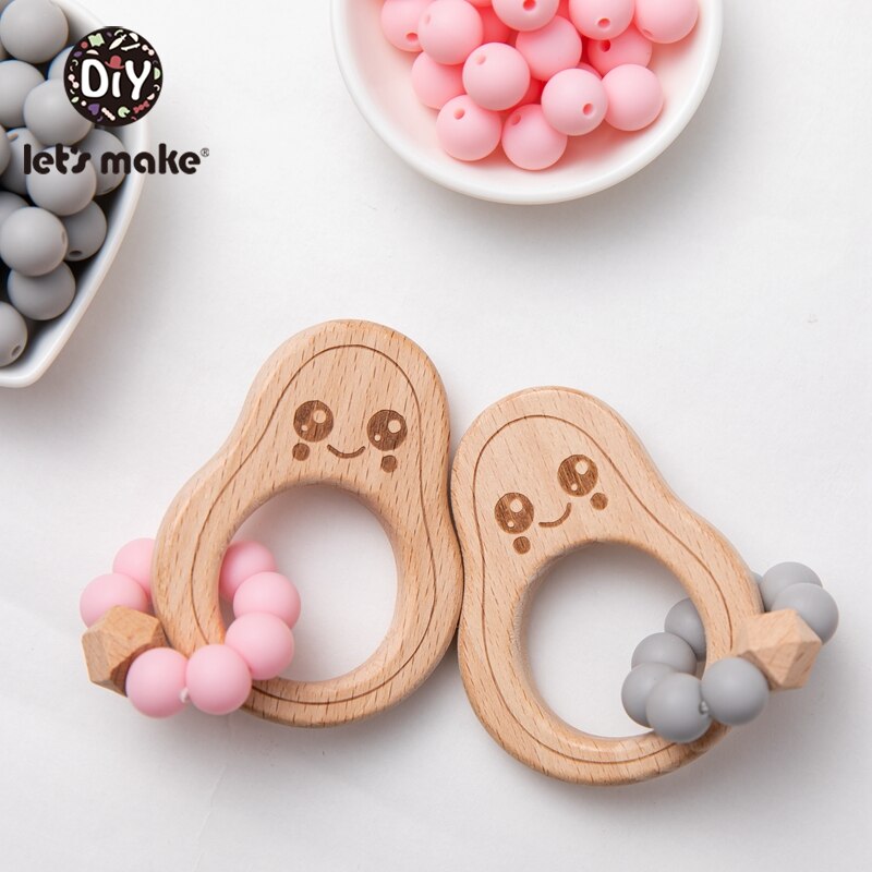 Laten We Chew Silicone Bijtring Kralen Avocado Armband Siliconen Crib Accessoires Tandjes Kralen Fopspeen Chain Baby Rammelaar