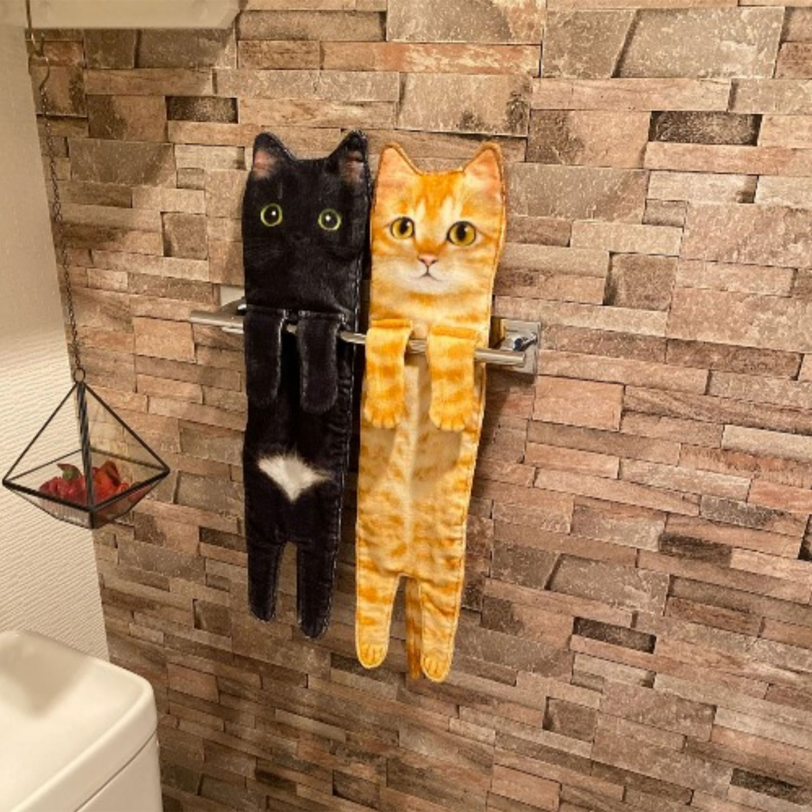 6 Styles Newest Cat Hand Towels Long Cat Shape Wipe Handkerchiefs Bath Towels for Bathroom Kitchen