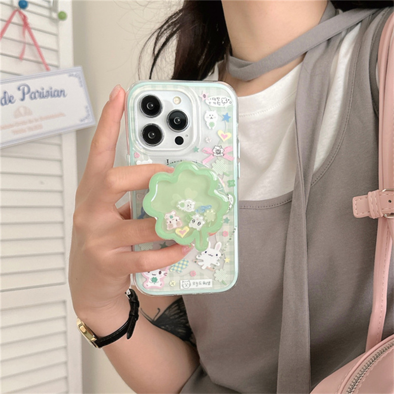 Koreanskt sött rosett- och roligt kattunge-magnetiskt stativfodral till iphone 13 pro 14 15 pro max 16 pro gungstativ kawaii silikonfodral