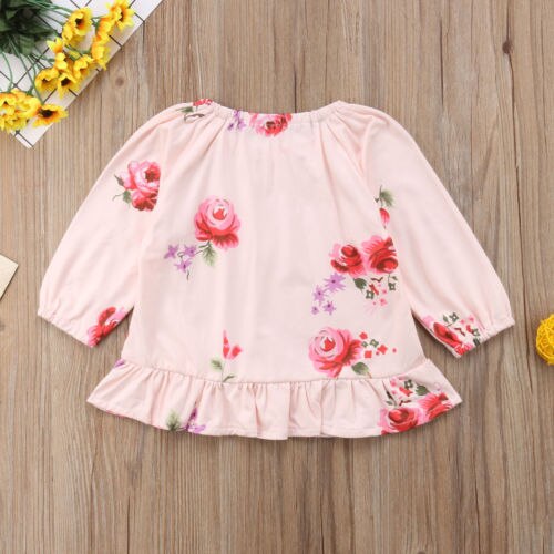 Pasgeboren Baby Kids Baby Meisje Tops Blouse Bloemen Herfst Lange Mouw Roze Ronde Hals Top