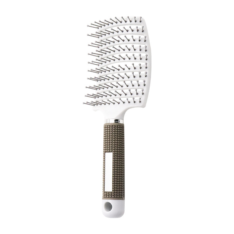 Professionele Arc Geventileerde Styling Varkenshaar Borstel Voor Vrouwen En Mannen Ontwarren Paddle Brush Voor Nat En Droog Krullend haar: Nylon White