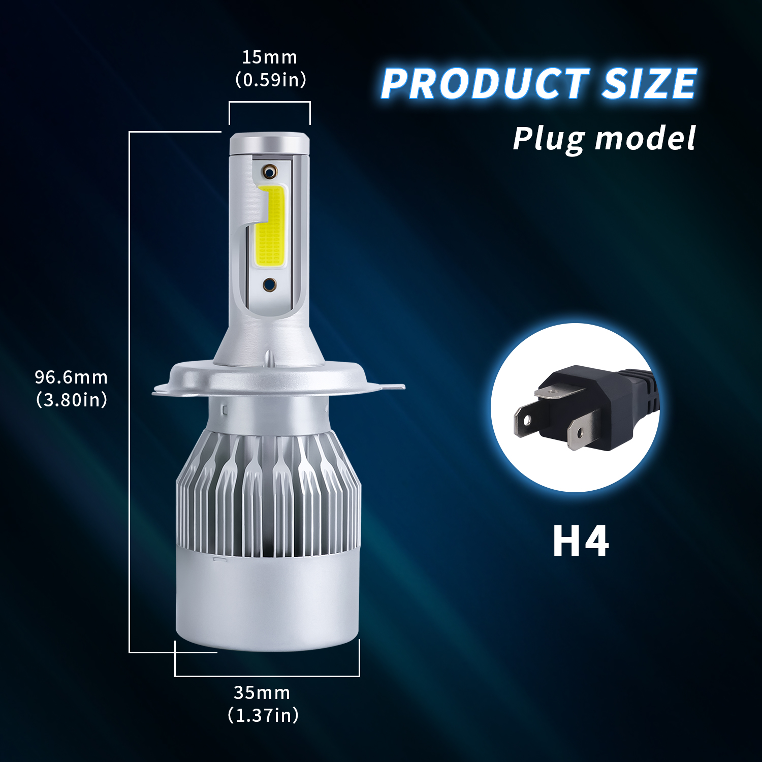 2 uds C6 72W H11 H4 Hi/Lo H1 H7 COB LED H11 HB3 9005 HB4 9006 bombillas de faros de coche luz antiniebla de coche 12V 7200LM faros de coche blanco