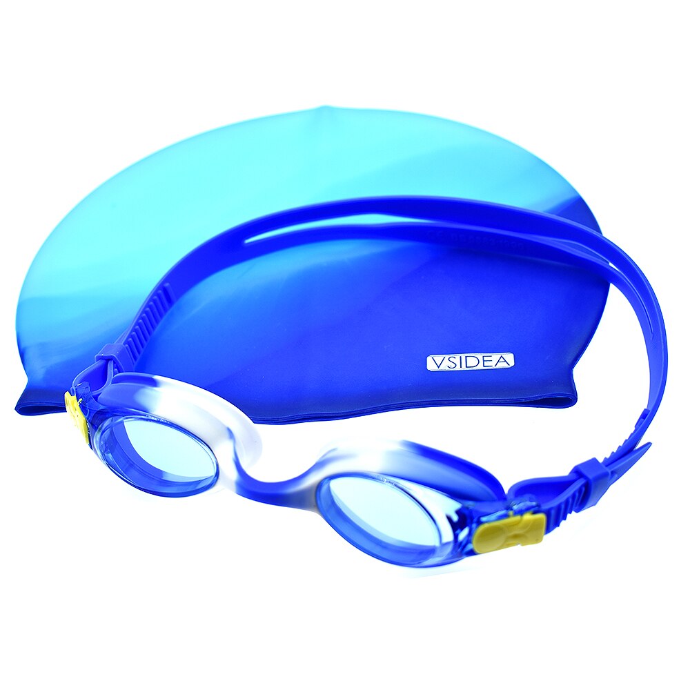 Børn svømmer beskyttelsesbriller med klar udsigt anti tåge uv beskyttelse ingen lækage og svømmehætte sæt, børnesikker sund og behagelig svømning hætter: M