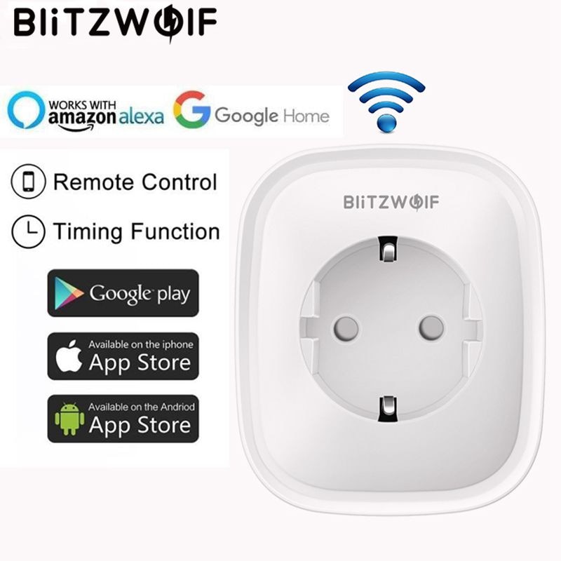BlitzWolf BW-SHP5 2.1A Dual Usb-poorten 16A Smart WIFI Socket EU Plug Werk met Alexa Google Assistent BlitzWolf Tuya APP