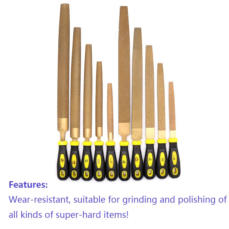 Limas de diamante Braze de 6 a 14 pulgadas, Lima de Metal plana/semicircular para objetos superduros, herramientas de mano para tallado de carpintería