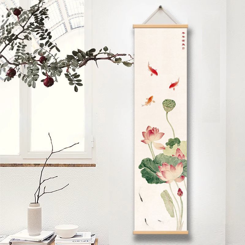 Chinese Bird & Flower Tapestry Wall Hanging, Vertical Scroll Ink Art for Boutique Hostel Tea Room Background House Decor