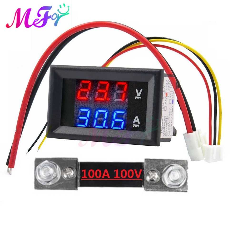 1 para woltomierz DC + 70mv bocznik DC 100V 100A woltomierz amperomierz niebieski + czerwony doprowadziło wzmacniacz podwójny cyfrowy miernik napięcia z 2Szpilka kabel
