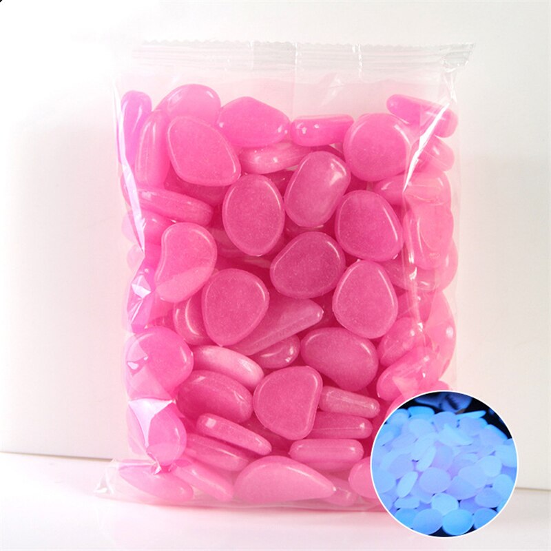 Piedras luminosas decorativas que brillan en la oscuridad, guijarros para pasillos, camino de jardín, decoración de pecera, 100 Uds.: 8