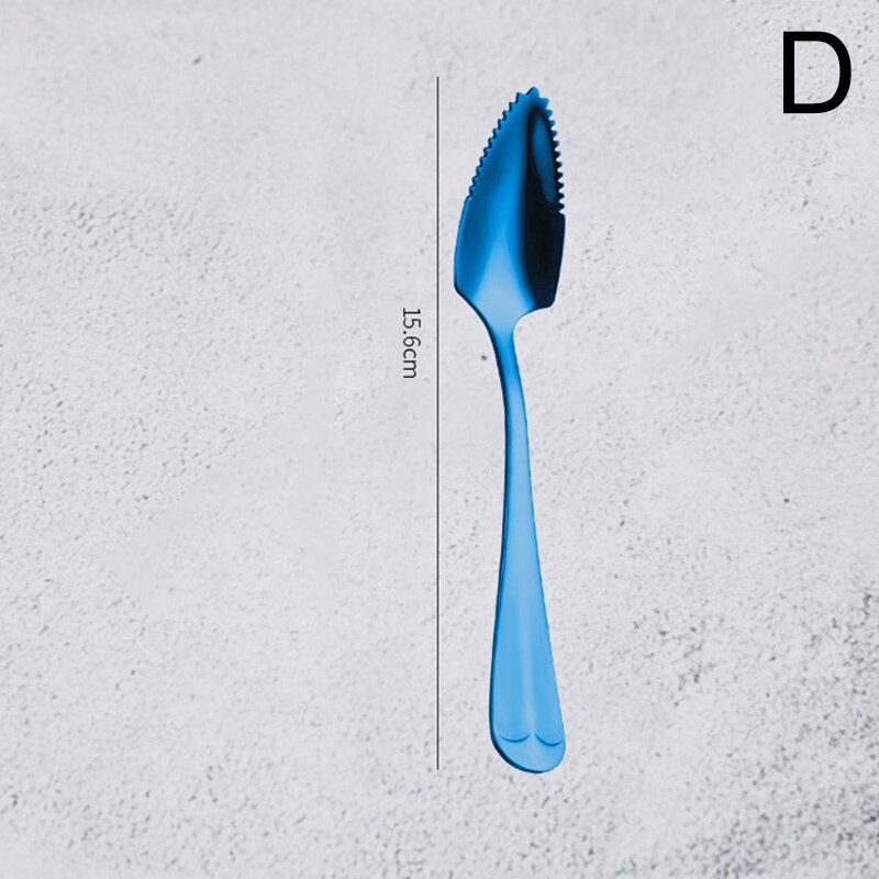 1Pcs Stainless Steel Fruit Dredger Serrated Spoons Dessert Coffee Ice Cream Spoon Stirring Teaspoons Kitchen Supplies: D