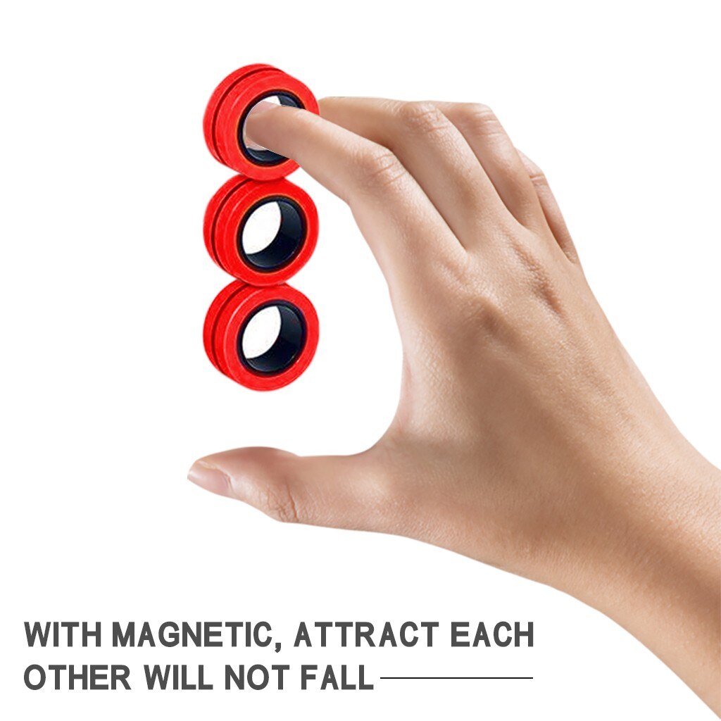 Anti-stress Finger Magnetic Rings Kids Decompression Fingertip Toys Magic Ring Props Tool For Autism Adhd Anxiety Relief Focus