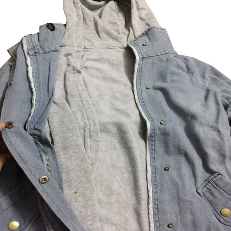 Blouson printemps-automne en Denim pour Femme, deux pièces, à capuche, grande taille, manteau de maternité
