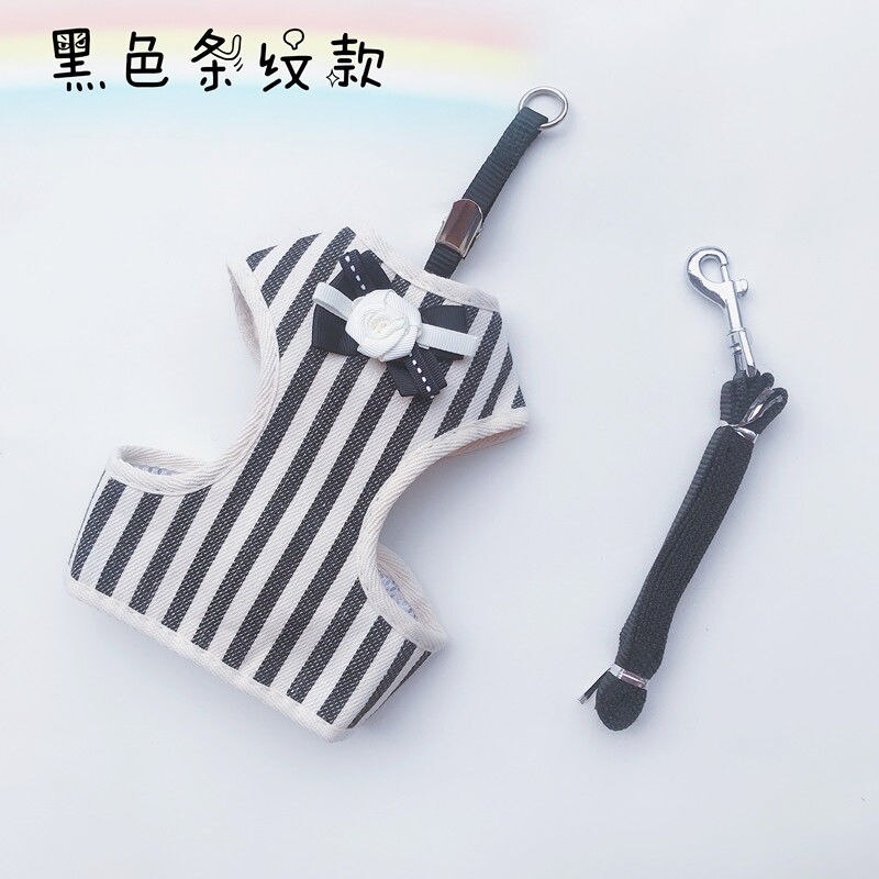 Cat's special traction rope walking cat rope cat chain to prevent from breaking free chest strap traction belt cat rope pet: And White Stripe / M-10 Kg Cat