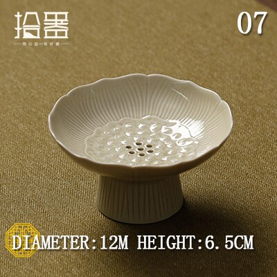 Drainable Ceramic High Leg Plate Dessert Refreshment Plate Dried Fruit Japanese Fruit Dish Chinese Tray for Buddha Fruit Plate: SMALL07