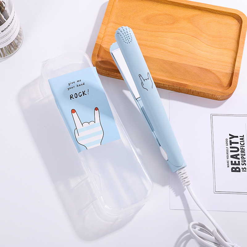 Mini lisseur à cheveux de dessin animé, portable et mignon, pour la maison et les voyages, outils de lissage des cheveux, 220v fers plats: 02 bleus