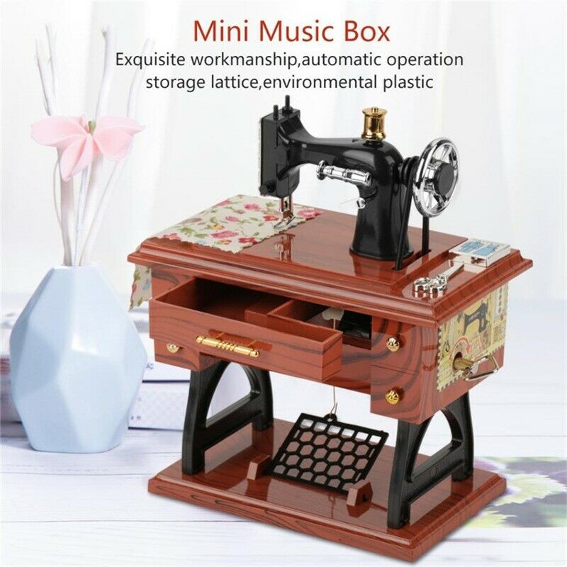 Vintage Music Box Mini Naaimachine Stijl Mechanische Tafel Decor Naaimachine Stijl Mechanische Muziekdoos