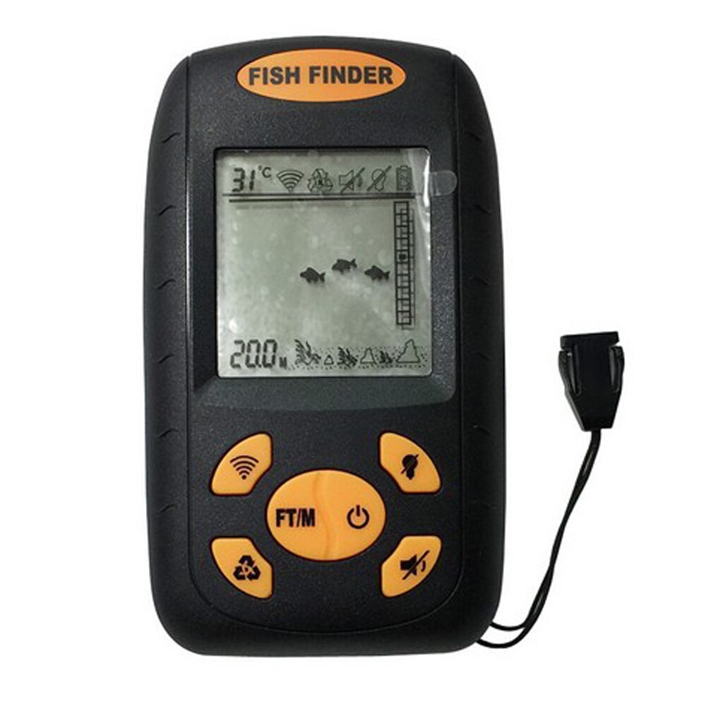 Wired Fish Finder Sonar Sensor Alarm Transducer LCD Display Digital Fish Depth Locator 328ft with Backlighting for Fishing