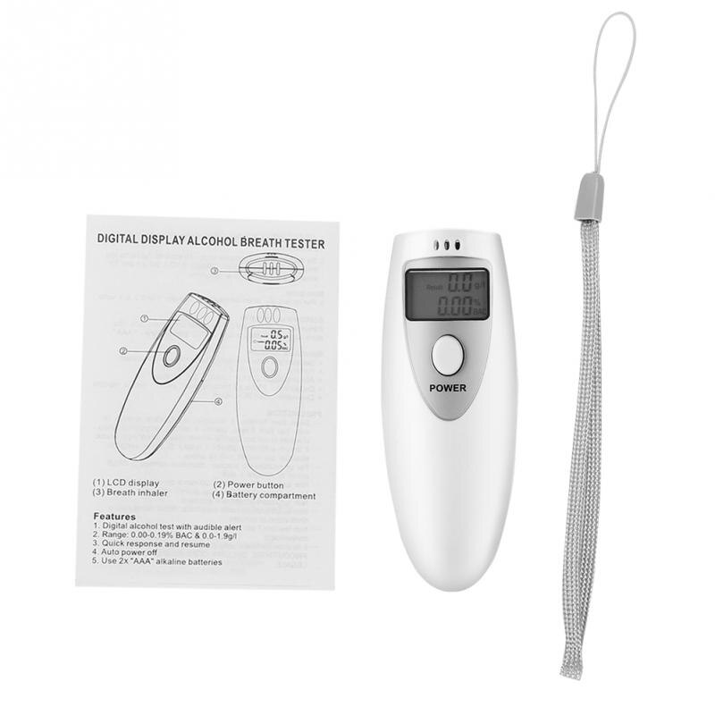 Single Screen White Portable Breath Alcohol Tester Digital LCD