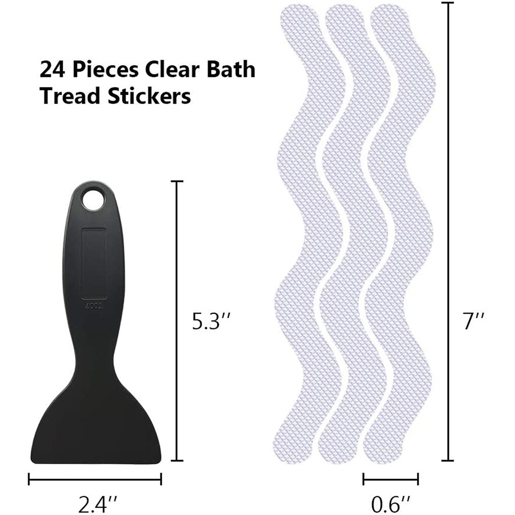 24pcs Bathtub Stickers Anti Slip Bath Tape Shower Pad With Shovel For Stairs Outdoors Safety Shower Strips Mat Textured Treads