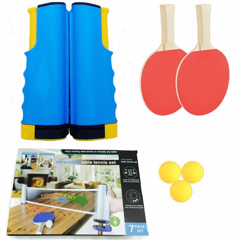Ping Pong Set Ping Pong Bal 1.7M Tafel Netto Tafeltennis Racket Peddels Pingpong Training Accessoires Indoor Workout Trainning: Blue Full Set