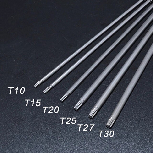 Juego de puntas de destornillador Torx magnético de 200mm de largo, cabeza de destornillador eléctrico T10, T15, T20, T25, T27, T30, 1 ud.: 6pcs