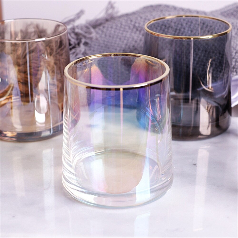 220ML Japanese Style Water Glass Colorful Household Whiskey Glass Thick Bottom Ion Plated Water Juice Glass Glass