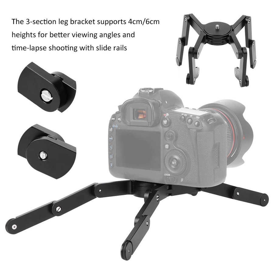 All Metal Foldable Increasing Distance Slide Rail Bracket Camera Low Shot Leg Stand