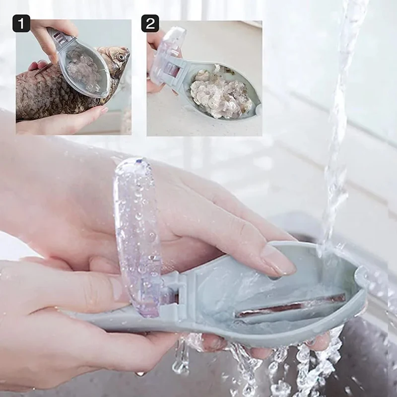 Fish Scales Graters Scraper Fish Cleaning Tool Scraping Scales Device with Cover Home Kitchen Cooking Fish Tool Kitchen Tools