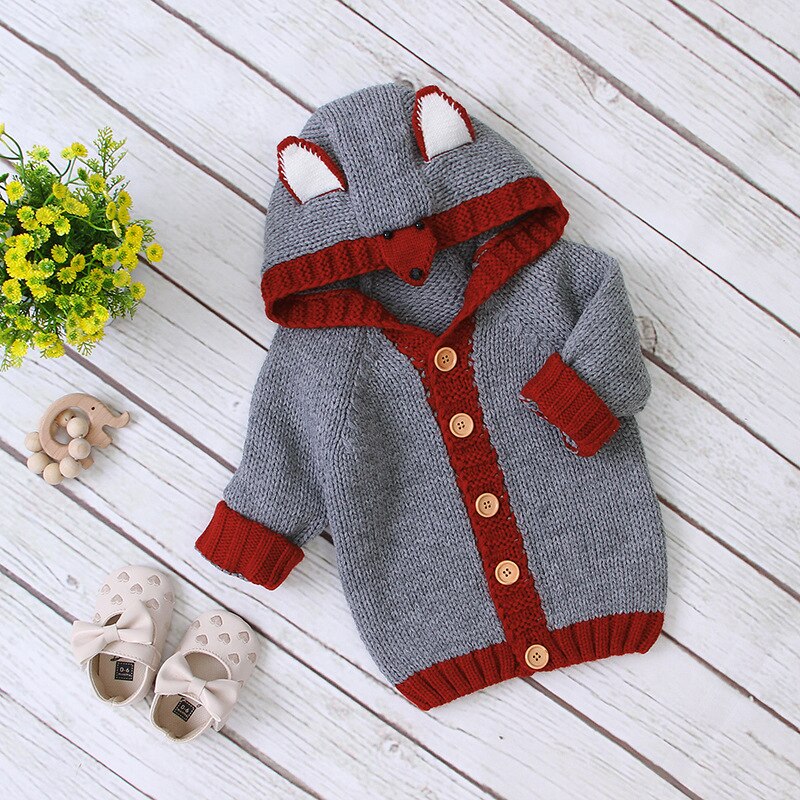 0-3T Peuter Kid Baby Meisje Kleding Herfst Winter Warme Gebreide Trui Lange Mouwen Hooded Vest Trui Truien leuke Outfit: C / 12m