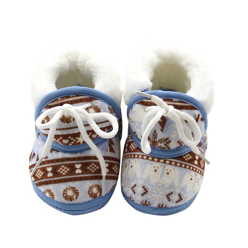 Cute Baby Boots Shoes Spring Warm Soft Baby Retro Printing Shoes Cotton Padded Infant Baby Boys Girls Soft Boots 6-12M: YTM1190L