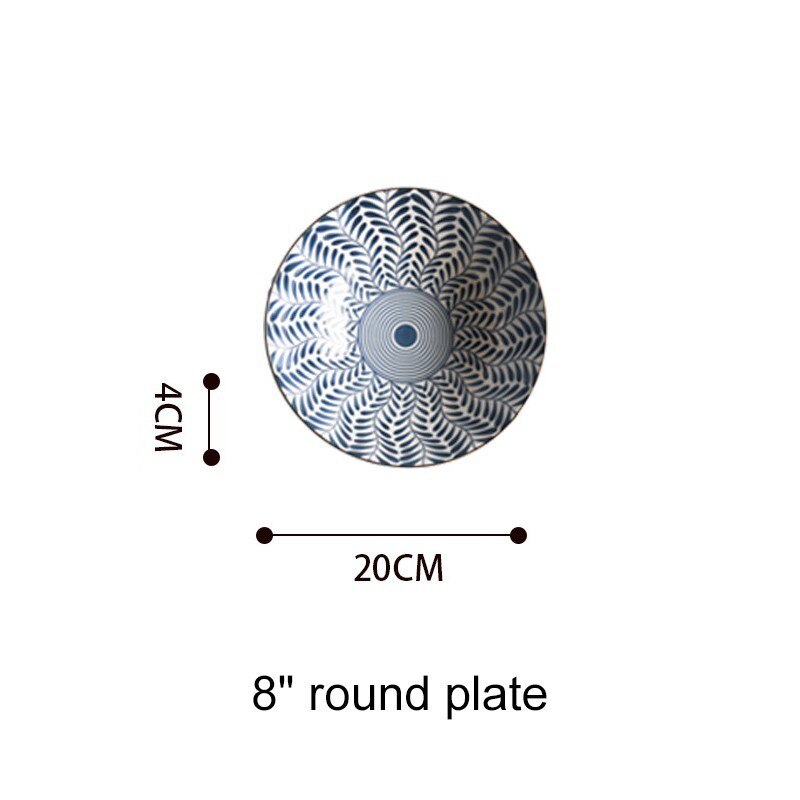Vaisselle en céramique de style japonais, assiette de ménage, assiette ronde, bol à soupe pour salade AKUHOME: 8 inch disc