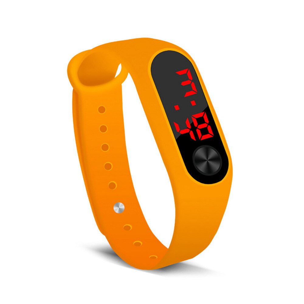 Heren Digitale Horloge Running Horloge Hand Ring Led Mode Sport Elektronische Horloge Siliconen Band Horloge Unisex Digitale Horloge: Orange