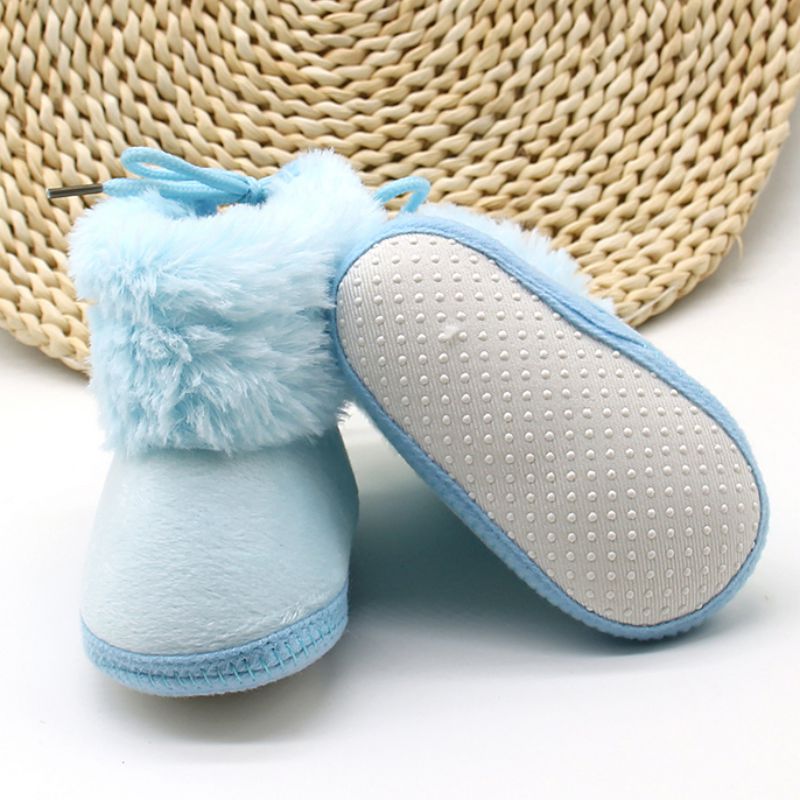 Baby Girl Toddler Snow Boots Baby Boots Winter Warm Shoes With Butterfly-knot Anti-slip Velvet Infant Soft Sole Booties