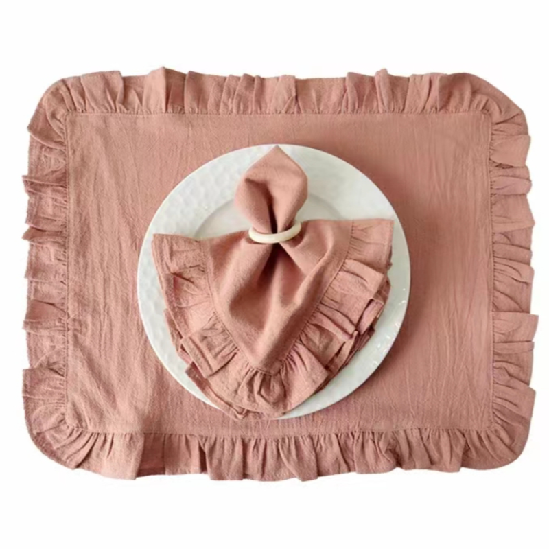 Placemats voor tafel Katoen 100% Ruffle Servetten voor borden Zacht Volants Bruiloft Decoratie Huisverwarming Cadeau Tafeldecoratie Feest