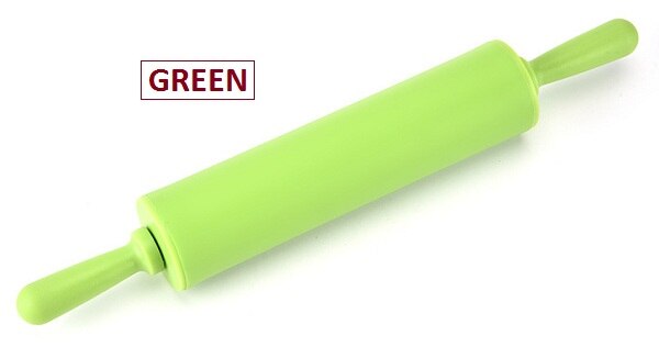 Silicone Rolling Pins Non-stick Bakvormen Fondant Rolling Pin met Plastic Handvat Gebak Gereedschap * NF: green / M size  -30cm