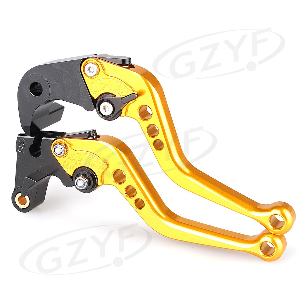 CNC moto réglage frein embrayage leviers poignée pour Suzuki Hayabusa GSX1300R aluminium: Gold Black
