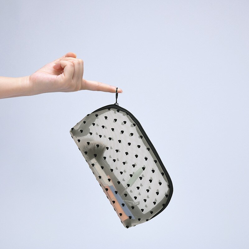 Bolsa con malla para cosméticos bolsa de maquillaje de viaje, torre de lavado, bolsas organizadoras de belleza, Kit de aseo de almacenamiento transparente, 1 unidad
