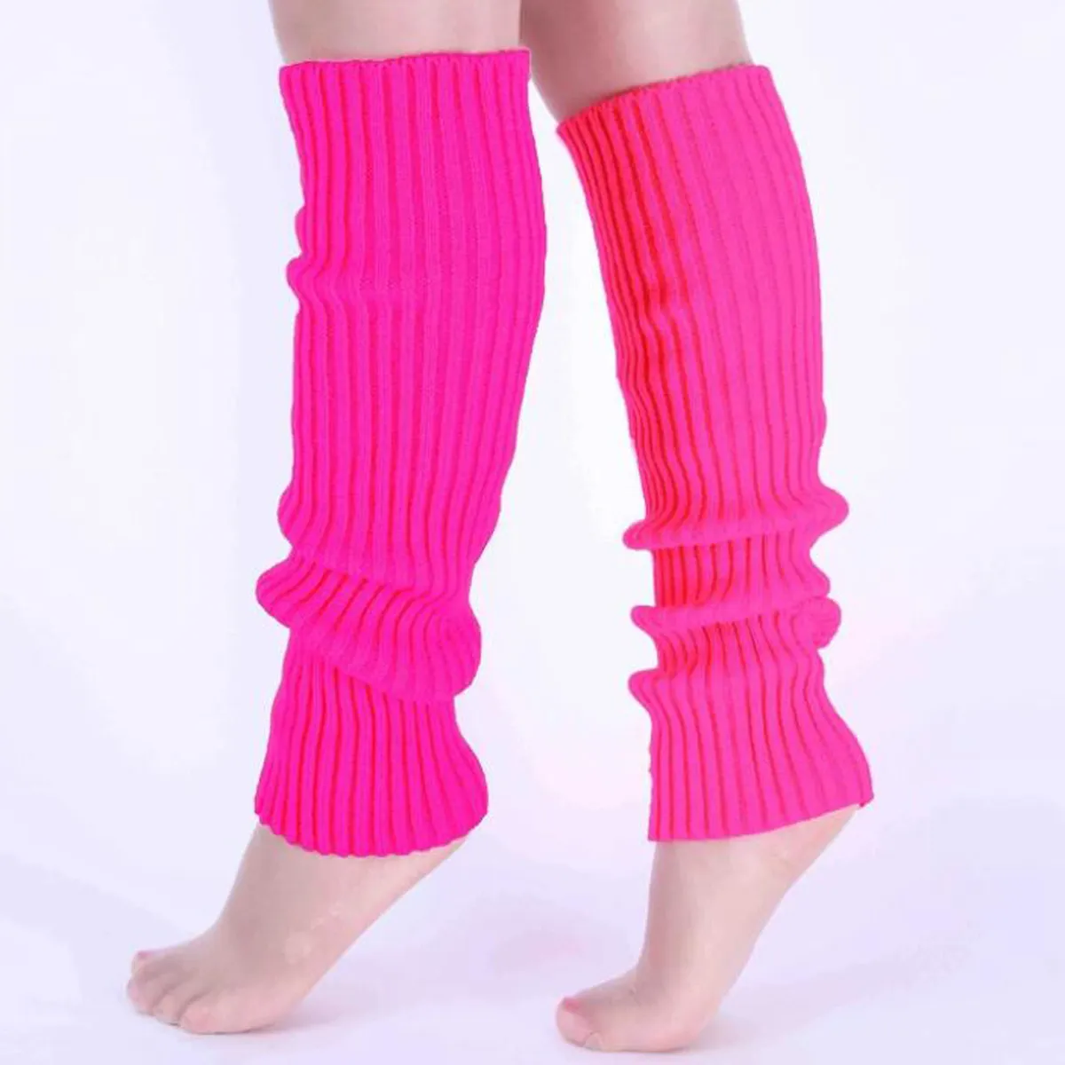 Clássico Knit Leg Warmers, Rib-Knit Joelho-High Leg Warmer Socks, meias das mulheres e meias