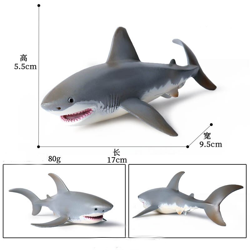 Simulatie Mariene Leven Onderwaterwereld Haai Model Megalodon Grote Witte Haai Tiger Shark Hammerhead Shark Speelgoed: Solid  White Shark