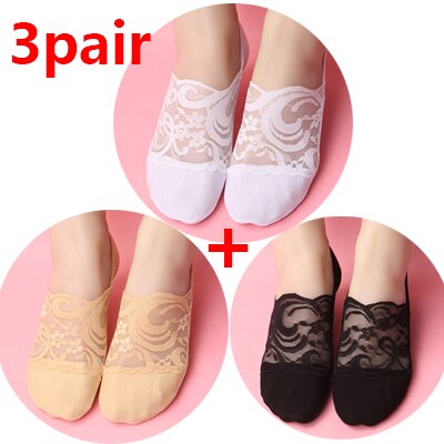 3pair/lot Lady Casual Breathable Ankle Boat Socks Girls Invisible Non-slip Cotton Socks Women Low Cut Bright Color Socks: 3pair style 17