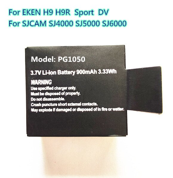 3.7V PG1050 Batterij Voor Eken Actie Camera H9 H9 H3 H3R H8PRO H8R H8 Pro SJ4000 Sjcam SJ5000 M10 SJ5000X Accu Opladen