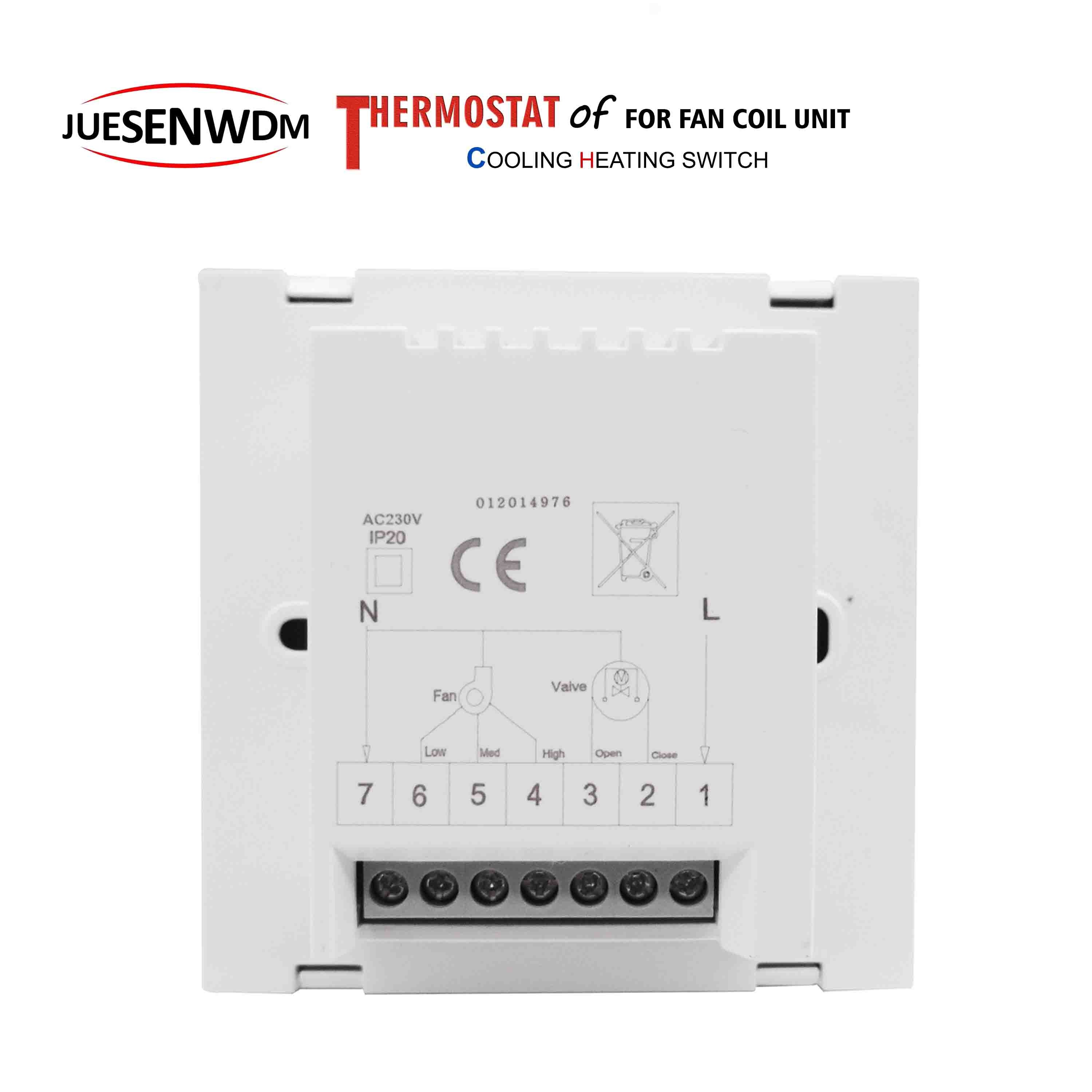 Touch screen room thermostat temperature controller for 2 pipe fan coil heater cooler adjustable