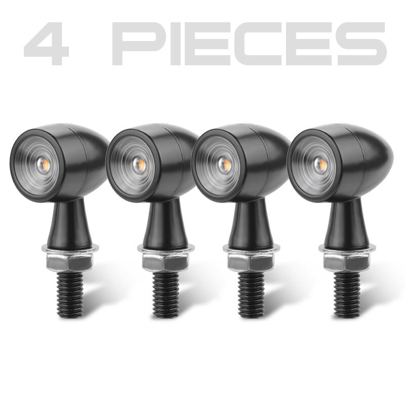 Mini Blinker Light Motorcycle Turn Signal Lights Chrome Black Yellow Red White Rear Indicator Light for Honda Yamaha Suzuki: 4pcs Black