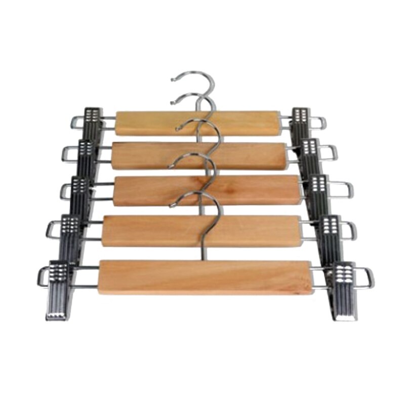 Cabide de madeira sólida de alta qualidade, cabide de roupas para adultos, multifuncional, antiderrapante, pasta de calças, saia, clipe, calças portátil, 1 peça