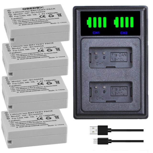 3x Battery-NB-10L NB10L Batterie avec LCD USB Chargeur pour appareil